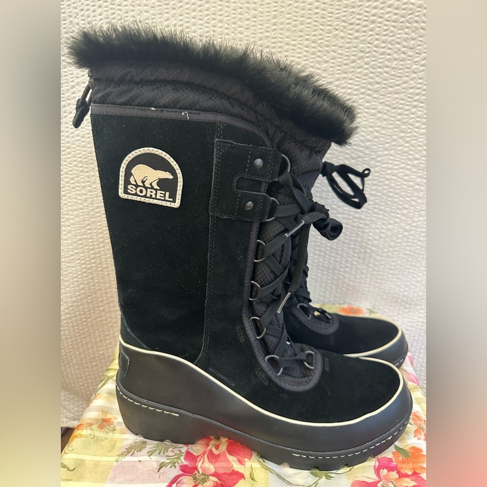 Sorel Tivoli III High Black Waterproof Faux Fur Winter Snow Boots Women’s 9.5